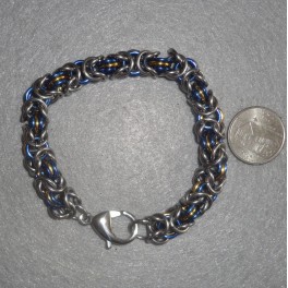 Stainless Steel Mix Byzantine Bracelet Blue/Gold